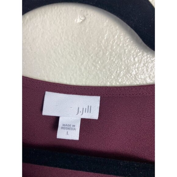 J. Jill Womens Maroon Pleated Hem Long Sleeve Top Women size Large Office Career - Picture 3 of 13